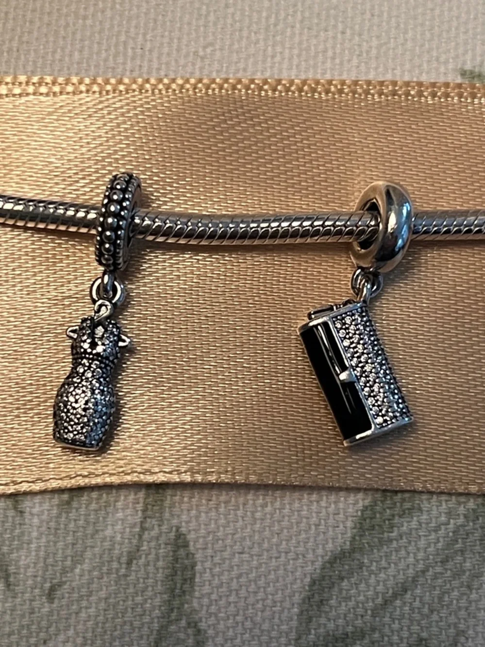 Set of 4 Pandora Charms-Trio Dangle-Sparkling Stiletto-Dazzling Dress-Clutch